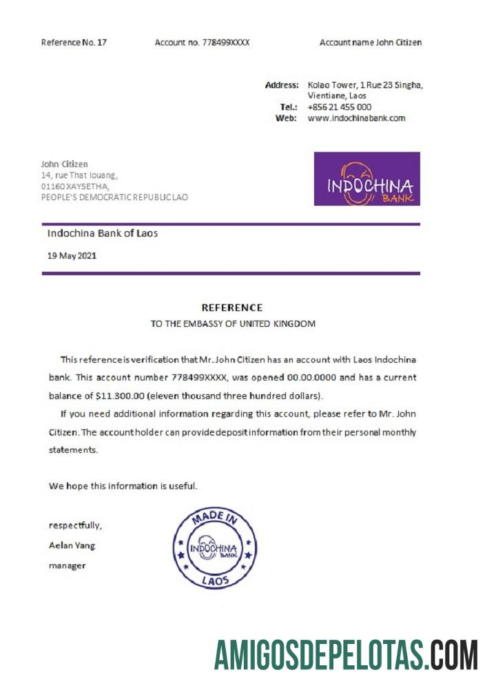 Referência do Banco Laos Indochina baixar para verificação